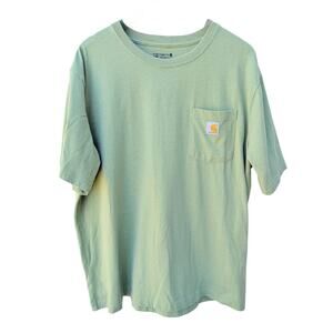 Carhartt Pocket T Shirt Mens XL Green Relaxed Fit Workwear Logo